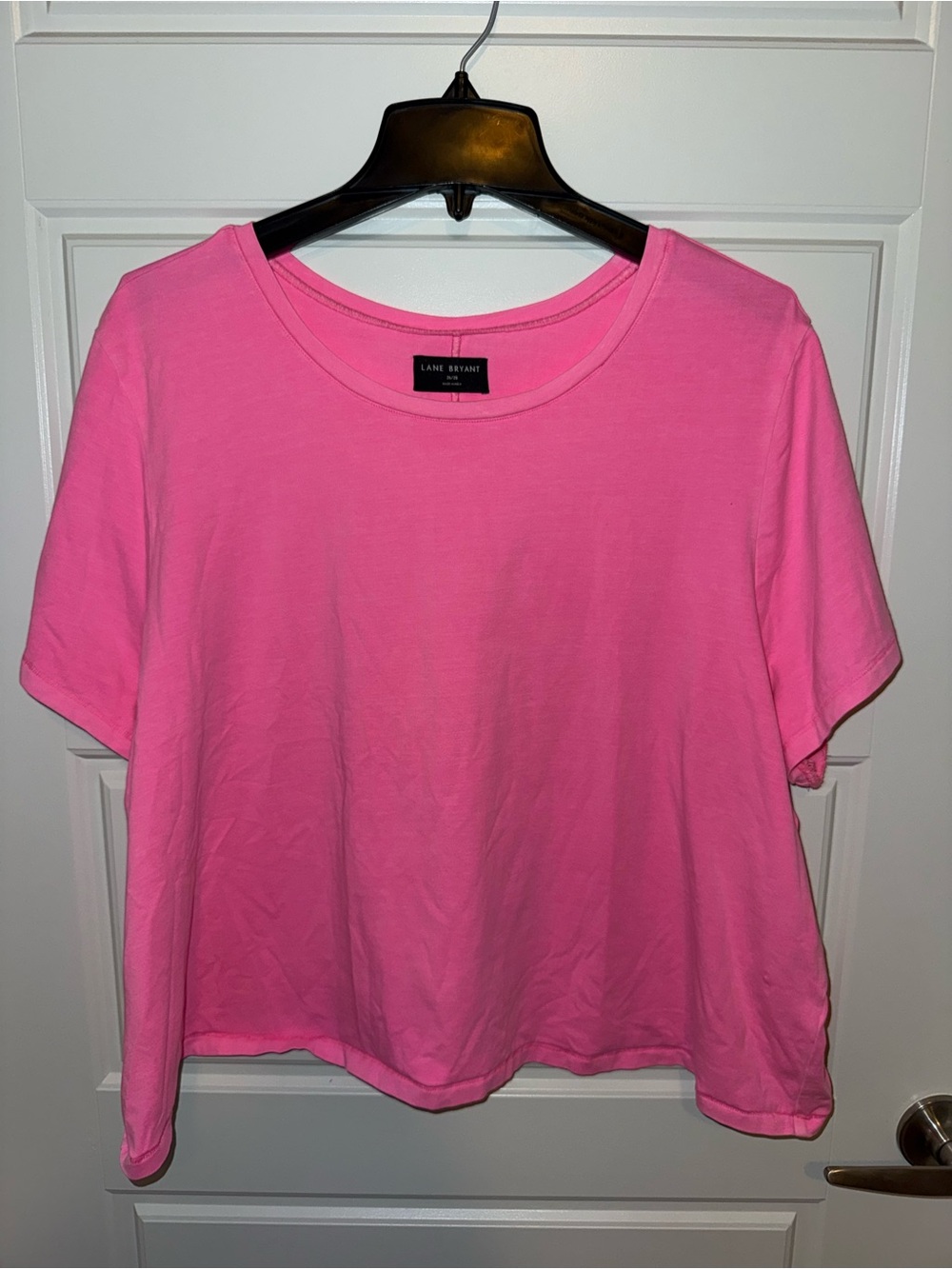 Lane Bryant Bright Pink Short Sleeve Crew Tee